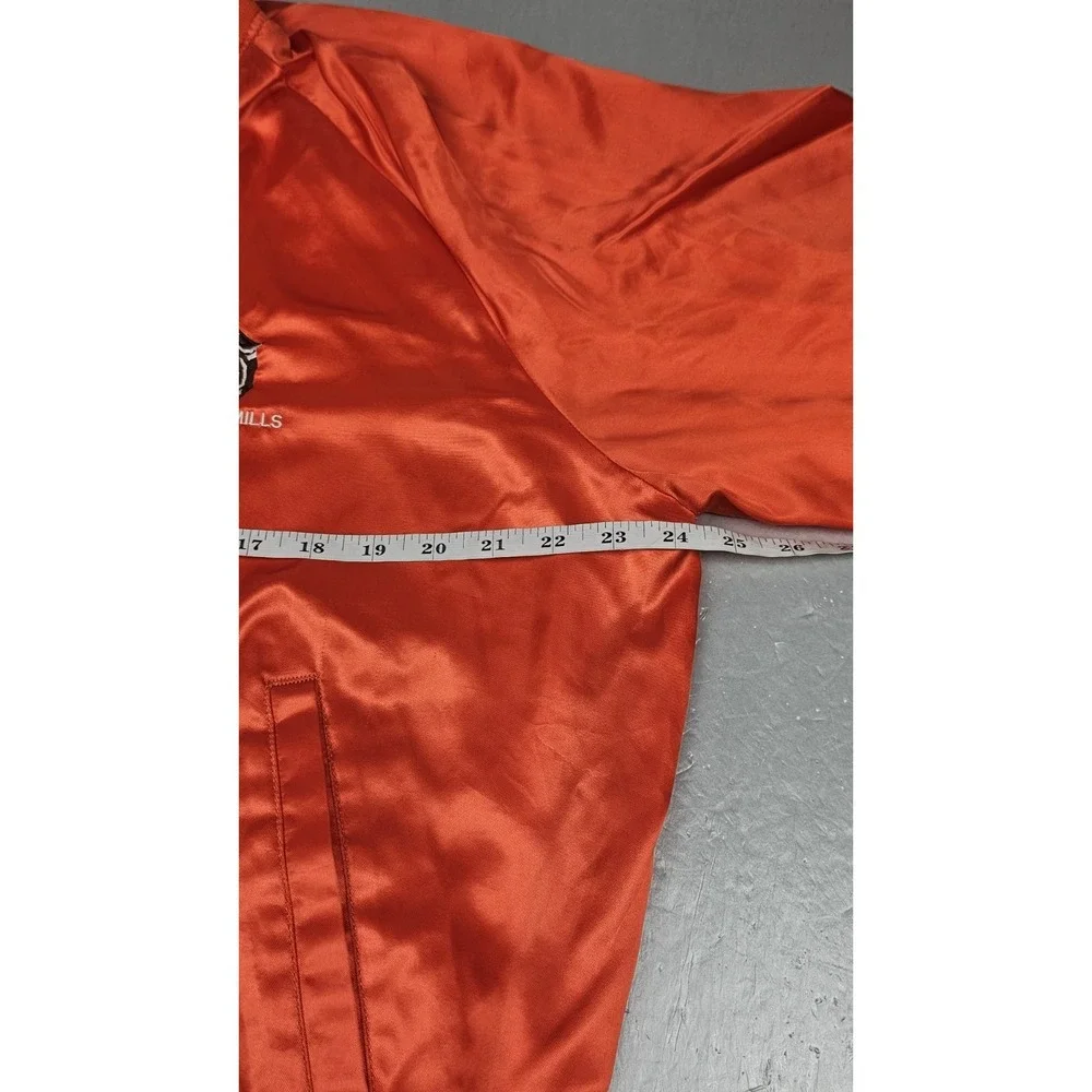 80s Vintage Hickman Mills Cougars Satin‎ Jacket Orange Snap Button Kansas City